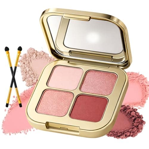 Image of Rose Daylight Shimmer Eyeshadow Palette with Mirror – Four Matte & Glitter Shades in Soft Pink and Warm Rose Tones for Natural, Dimensional Eye Looks, Highly Pigmented, Long-Lasting,