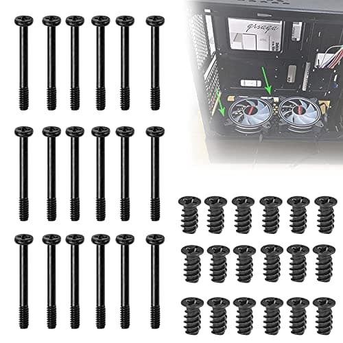 Image of PERFETSELL 80 PCS Computer Case Fan Screws Kit, M5x8mm PC Case Fans Screws, Radiator Screws PC Fans Screw, Carbon Steel Chassis Fans Screw for Case Mounting, Black