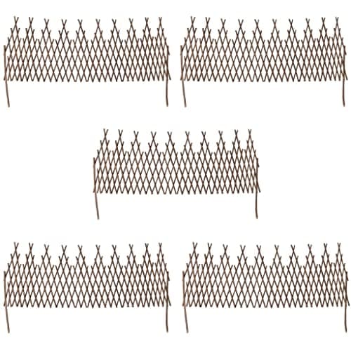 Image of vidaXL 5 x Brown Willow Trellis Fence Garden Border Panels