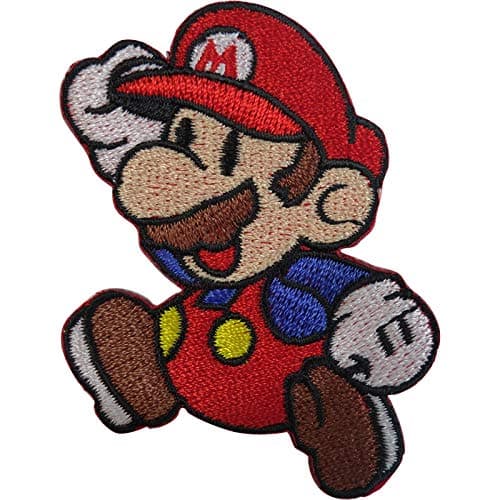 Image of ELLU Mario Patch Embroidered Badge Super Mario Bros Game Iron Sew On T Shirt