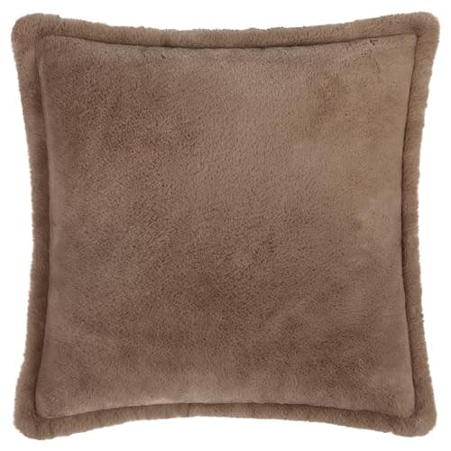 Image of furn. Kallu Faux Fur Cushion Cover – Soft Fluffy Decorative Cushion with Oxford Edge (Mocha - 45x45cm)
