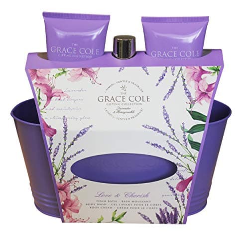 Image of The Grace Cole Gifting Collection 4-Piece Tub - Lavender & Honeysuckle - Foam Bath Body Wash & Cream