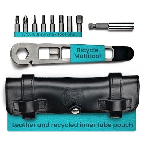 Image of The NUTTER All in One Bike Tools by Full Windsor- Portable Bike Multi Tool and Bicycle Repair Kit with Leather Pouch - Accessories for Cycle Tool Kit, Camping Equipment & Bike Maintenance Kit Solution