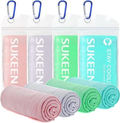 Image of Sukeen 4 Pack Cooling Towel (40''x12'') Sweat,Quick-Drying Neck Cooling Wraps,Soft & Breathable Chilly Sports Towel Yoga,Sport,Running,Cooking,Macaron Pink/Macaron Blue/Lavender/Mint Green,4pcs