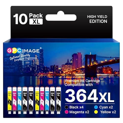 Image of GPC Image 10-Pack 364XL Ink Cartridges Compatible for HP 364 Ink Cartridges Multipack for HP PhotoSmart 5510 5520 5522 5524 6510 6520 7510 7520 DeskJet 3070 3520 OfficeJet 4610 4620 (4BK/2C/2M/2Y)