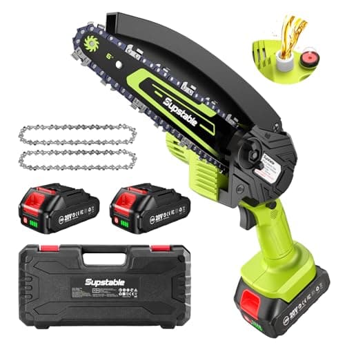 Image of Supstable Mini Chainsaw 6 Inch, Electric Chainsaw Cordless, Battery Powered Chain Saw with Oiler, 2pcs 2000mAh Batteries, Small Handheld Garden Saws for Tree Branch Wood Cutting, Gifts for Men Women