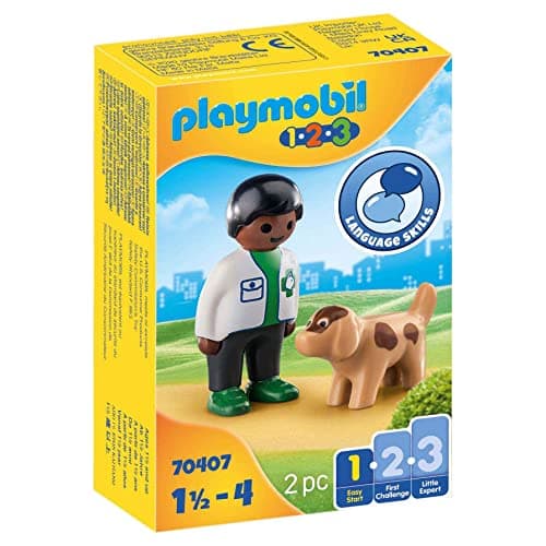 Image of PLAYMOBIL 1.2.3 70407 Vet with Dog, for Children Ages 1.5 - 4