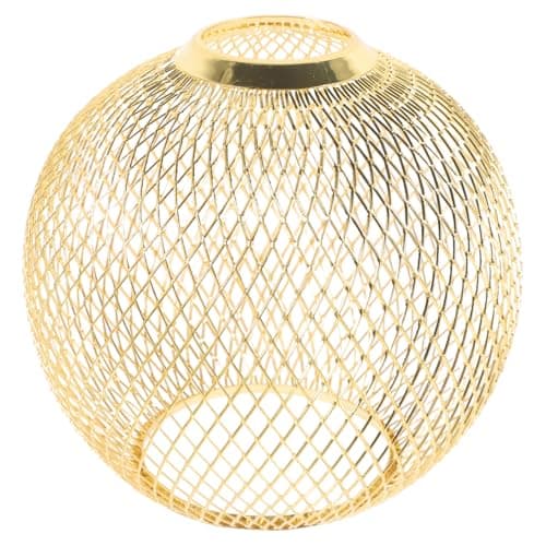 Image of BESPORTBLE 150mm Gold Iron Lampshade, Hollow Globe Pendant Light Cover with Metal Wire Design, Decorative Geometric Mesh Shade for Kitchen, Cafe and Home Ceiling Lighting Accessory