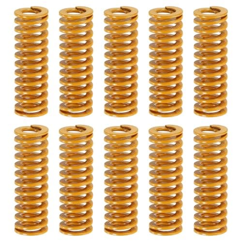 Image of sourcing map 10pcs 3D Printer Heating Bed Spring, 10mm OD 30mm Length Light Load Compression Mould Die Spring 3D Printer Compression Spring for 3D Printer Electric Part, Yellow