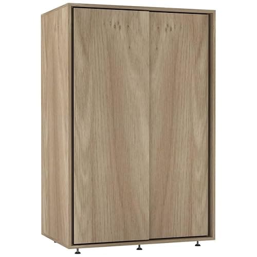 Image of URBNLIVING 120cm 2 Sliding Door Wardrobe, Freestanding Bedroom Closet with Hanging Rail & Durable Feet, Engineered Wood Storage Cupboard for Kids Room, Nursery or Small Spaces