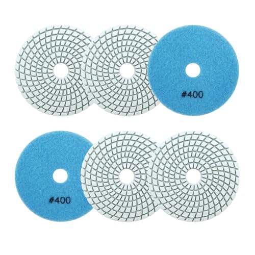 Image of SANLEETEK Wet Diamond Polishing Pads 4"/100mm - 6pcs Grit 400 Polish Pad Kit for Granite Marble Artificial Stone Quartz for Angle Grinder