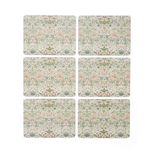 Image of Pimpernel Set of 6 Strawberry Thief Placemats - Floral Cork-Backed Table Mats, Gift Boxed and Designed to Protect Against Heat and Stains, 30.5 x 23cm