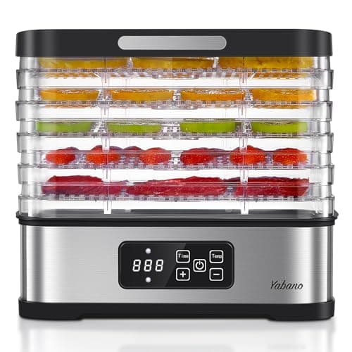 Image of 5 Tier Food Dehydrator, Yabano Compact Dehydrators and LED Display for Food and Jerky, Fruits, Veggies, 250W Dehydrated Dryer with Temperature Control