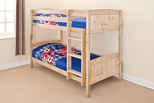 Image of Comfy Living 2ft6 Shorty Wooden Bunk Bed in a Caramel, Pine or White (Natural Pine)
