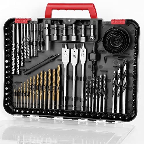 Image of C P CHANTPOWER Drill Bit Sets, 100 Pcs HSS Titanium Screwdriver Bits Set with Storage Case for Metal, Wood, Masonry, Includes Countersink Drill Bit