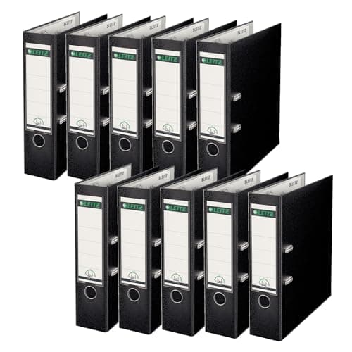 Image of Leitz 10101095 180 Degrees Plastic Lever Arch File A4 80 mm - Black, Pack of 10