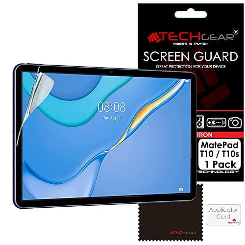 Image of TECHGEAR Screen Protector for Huawei MatePad T10 9.7" & T10s 10.1" - Ultra Clear Screen Protector Guard Cover With Screen Cleaning Cloth & Application Card