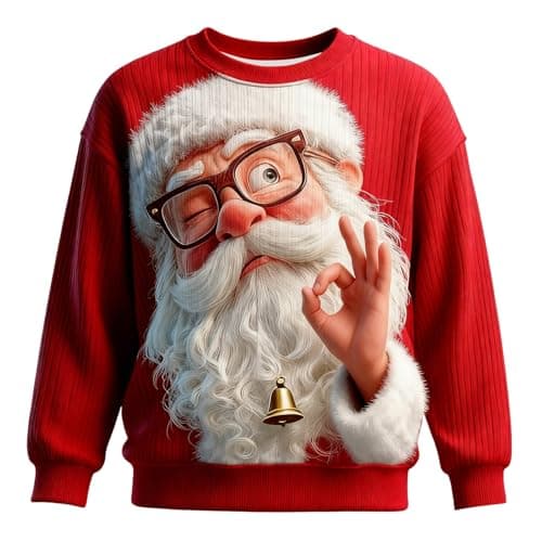 Image of Mens Xmas Jumpers Unisex 3D Printed Casual Christmas Jumpers 3D Graphic Pullover Ugly Funny Xmas Long Sleeve Sweatshirts Warm Cosy Funny Jumper Elf Costume Boys (Z5 Red,4XL)