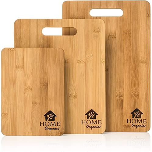 Image of Home Organics Premium Bamboo Chopping Board Set - Set of 3 Wooden Cutting Boards | Chopping Meat, Vegetables, & Bread | Serving Crackers&Cheese | Wood Cheese Board Platter, Food Prep, Kitchen Gift Set