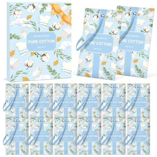 Image of SCENTORINI Cotton Scented Sachets 14 Pack, Closet & Drawer Freshener for Clothes, Long Lasting Deodorizer for Wardrobe, Shoe Cabinet, Gym Bag & Suitcase, Clean Home Fragrance