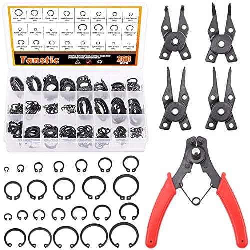 Image of Tanstic 261Pcs 4 in 1 Snap Ring Pliers with 12 Sizes Internal and External Retaining Ring Assortment Kit, Snap Ring Snap Ring Pliers Remover Retaining Circlip Pliers