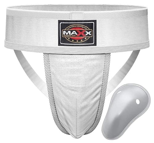 Image of MAXX Groin Guard Protector Mma Cup Boxing Abdo Box Shorts Muay Thai Kick Underwear (M, White)