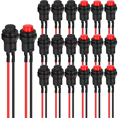 Image of RUNCCI-YUN 20pcs 12mm 3V-6V-12V-24V-230V/1.5A/3A Prewired Mini Momentary Push Button,SPST Nomal Open 2 Pin Round Button for Model Railway Hobby Arduino DIY