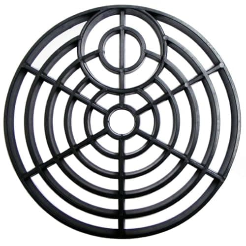 Image of Concept4u Plastic Drain Black Round Gully Grid 150mm Diameter Heavy Duty Outdoor Drainage Channel Outside Drain Lid