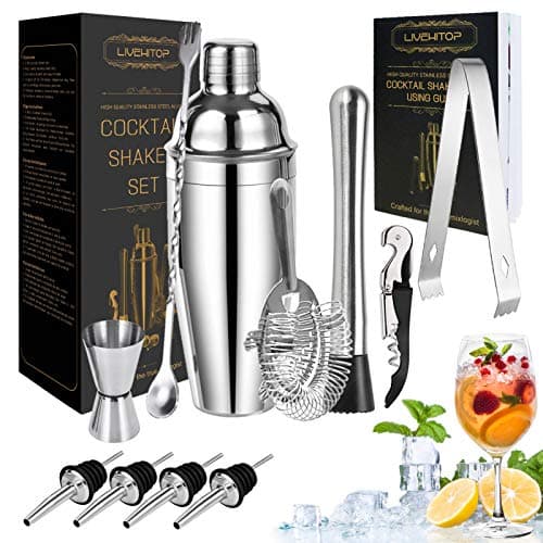 Image of LIVEHITOP Cocktail Shaker Set, 12 Pieces Cocktail Making Set with 750 ML Cocktail Shaker Professional Bartender Kit for Bar, Party, Home