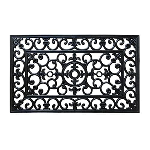 Image of Yorkshire Homeware Classic Rubber Iron Coir Door Mats Heavy Duty Wrought Effect Non-Slip Indoor/Outdoor Use Black Mats (Medium 45 x 75cm)