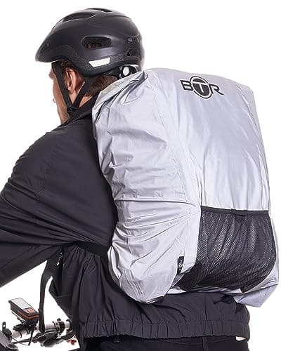 Image of BTR Waterproof High Visibility Backpack Cover, Rucksack Cover, 300D Oxford Fabric, 3M Tape Reflective Stripes, Reflective - Large