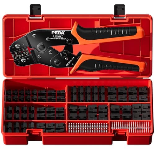 Image of PEBA Crimping Tool and JST Connector Kit - 14 Types of 2.5 mm JST-SM Connectors & Crimp Pins, 2/3/4/5/6/7-Pin JST Housings and Contacts, for DIY Electronics - Suitable for 0.03-0.5 mm² Wires