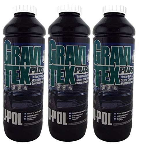 Image of Gravitex UPol Stone Chip Protector White 1 Litre X 3 Overpaintable Chassis Protection Tough Hard Durable Coating Designed To Reproduce The Manufacturers Original Stone Chip Finish