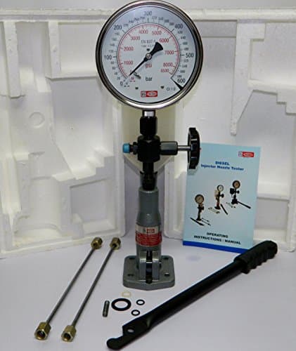 Image of Diesel Injector Nozzle Pop Tester with 600 BAR / 0-8500 PSI Dual Scale Gauge