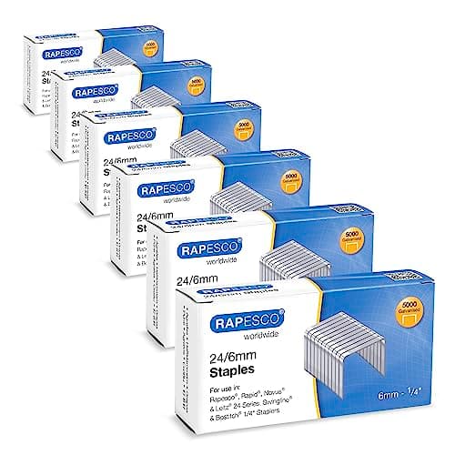 Image of Rapesco 1736 Business Pack: 24/6mm (No.16) Galvanised Staples, 6 Boxes of 5000
