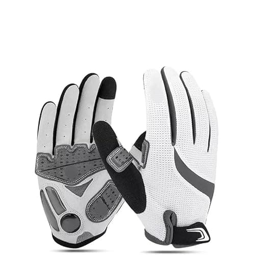 Image of LUOKEKE Motorcycle Gloves Cycling Warm Gloves Men/Women Full Finger Touchscreen Shockproof MTB Non-Slip Breathable Sport Thermal Mittens(1pair White,S (6.5-7.5cm))