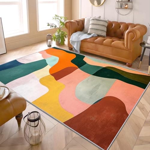 Image of PaxGloz Minimalist Rug - Abstract Color Block Rug, Modern Abstract Geometric Rugs for Living Room Bedroom, Washable Non Slip Soft Large Carpet, Patterned Area Rugs & Home Decor 160x230 cm