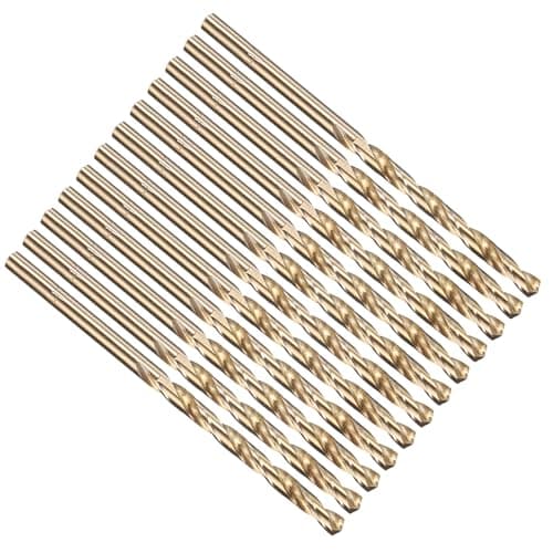 Image of PATIKIL 3.8mm Drill Bit #25, Jobber Straight Shank M2 High-Speed Steel 135° Gold for Stainless Steel Hard Metal - 12 Pack