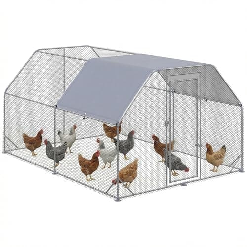 Image of PawHut Walk in Chicken Run Chicken Coop Hen House Outdoor with Roof for 10-12 Chickens, 380 x 280 x 195cm