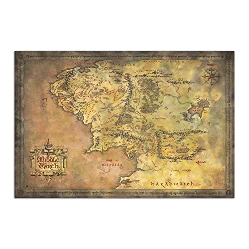 Image of Grupo Erik Poster The Lord of the Rings Map Of Middle Earth - 36 x 24 inches / 91.5 x 61 cm - Shipped Rolled Up - Cool Posters, Art Poster, Wall Posters & Prints