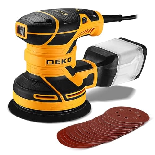 Image of DEKOPRO Random Orbit Sander 300W with 16Pcs Sandpapers, 6 Variable Speed 14000RPM, 125MM Hand Electric Tool, Dust Removal Function, Fit for Woodworking/Sanding