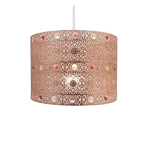 Image of Copper Gem Moroccan Style Chandelier Ceiling Light Shade Fitting, Plastic/Metal, Copper