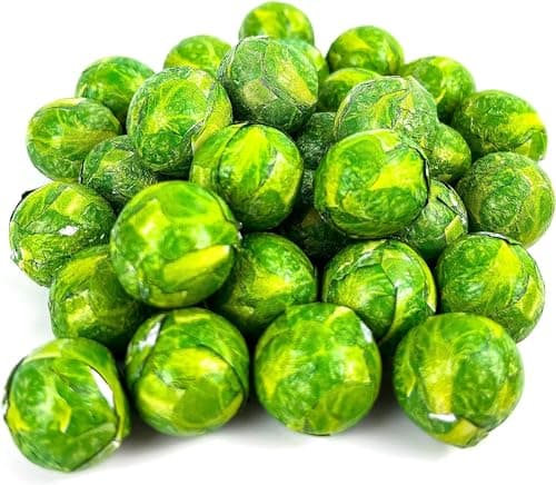 Image of 50 Milk Chocolate Novelty Christmas Brussel Sprouts Foil Christmas Chocolate Themed Sweet - Great As a Stocking Filler, Xmas Party Gift or Tasty Sharing Treats for Women/Men/Kids