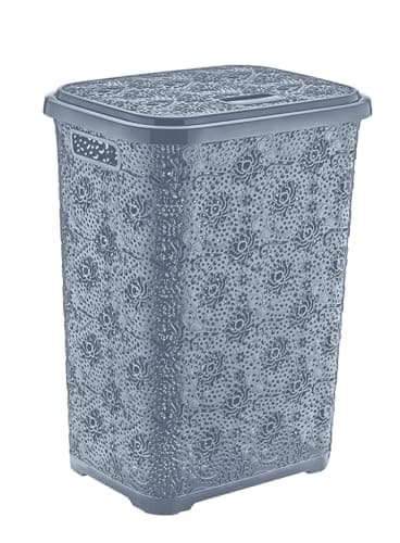Image of Best House | Plastic Laundry Basket | GREY | 60 Litres | 1Pc | Large | Laundry Bin | Laundry Storage Basket with Lid | Clothes Storage Washing Bin Basket Hamper for Bathroom Bedroom (Pack of 1)