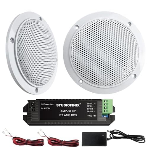 Image of STUDIOFINIX 4 Inches Waterproof Marine Bluetooth Ceiling Speakers for Bathroom Kitchen Home Outdoor Camper Golf Cart Boat with Flush Mount