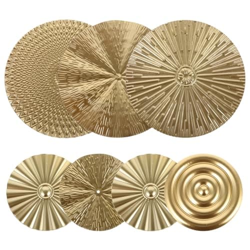 Image of Operitacx Gold Circle Wall Art Hanging Sculpture Set 7 Pieces Modern Home Decor for Living Room Bedroom Bathroom Circular Wall Decorations