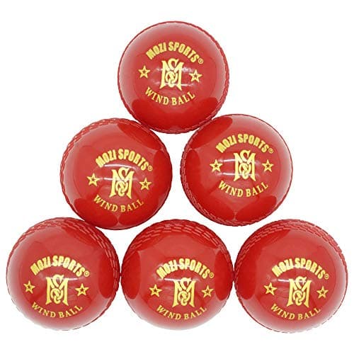 Image of Mozi Sports Windball Soft Cricket Balls-Durable Realistic Bounce & Swing-Cricket WindBalls for Indoor & Outdoor Coaching, Practice, Garden & Beach play (Red)
