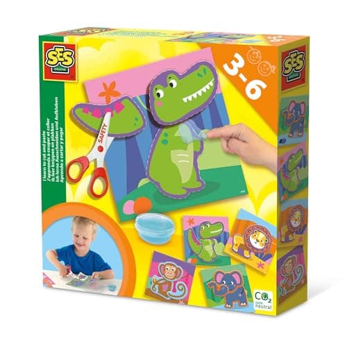 Image of SES Creative 14042 - I Learn to Cut and Paste, Safe Scissors, Complete Set for Young Children