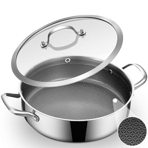 Image of Inqibee 30 cm Hybrid Nonstick Sauté Pan with Lid, 5.5 L Tri-Ply Stainless Steel Deep Frying Pan Cookware, PFOA & PFOS Free, Induction Compatible, All Cooktops, Oven Safe