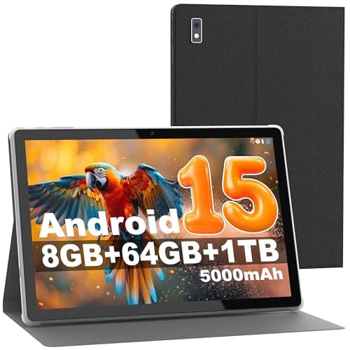 Image of Byybuo Android 15 Tablet, 10.1 inch Tablet With Case, 8GB RAM 64GB ROM(1TB TF Expand), 5MP+8MP Camera, WiFi 6, BT5.4, 1280 * 800 IPS, 5000mAh, Dual Speakers Pad PC Tablets, Gray